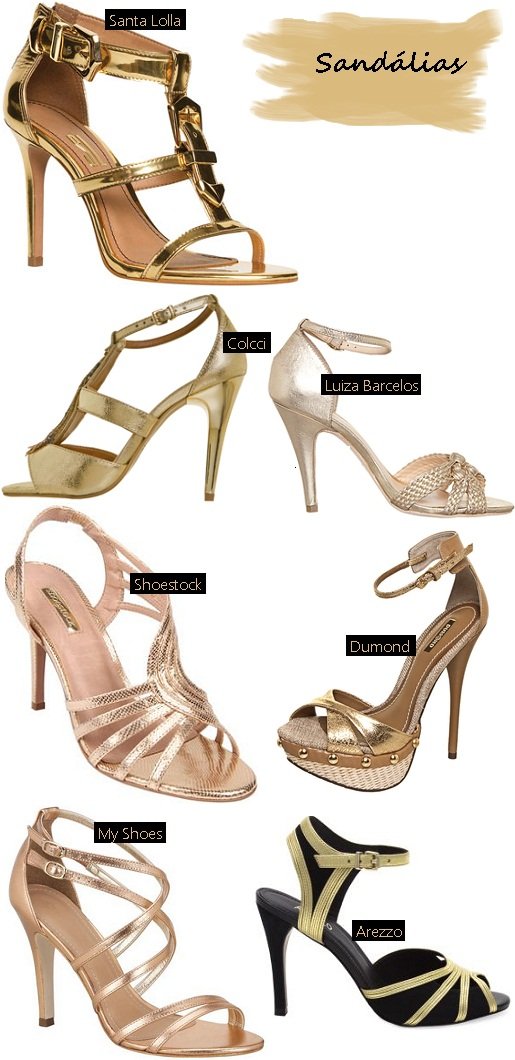 Usar sandália dourada