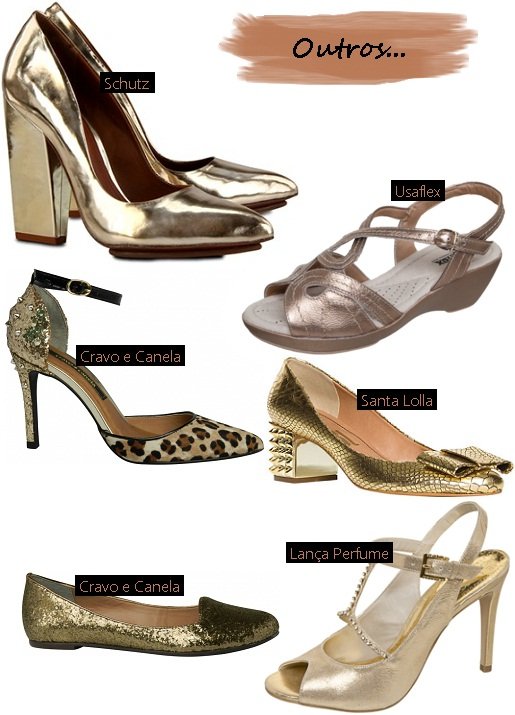 Moda sapatos dourados